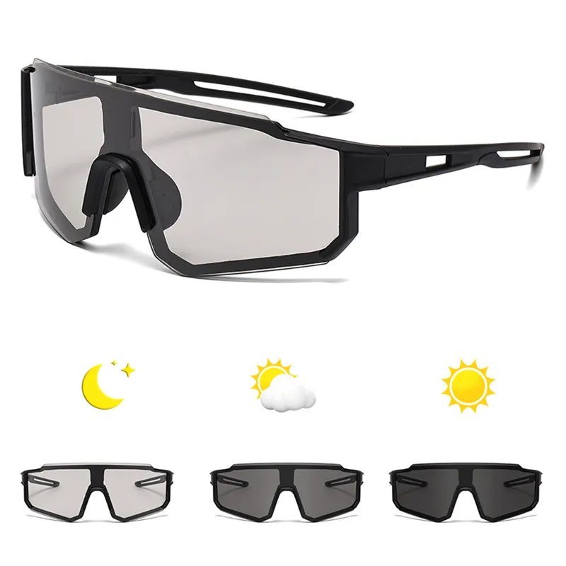 Unisex Photochromic Sports Sunglasses – UV400 Cycling Glasses for Bike Riding, Color-Changing Outdoor Shades for Men and Women